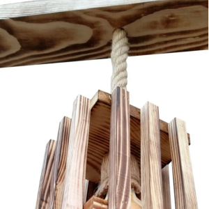 candelabru rustic din lemn natural 3 cosuri
